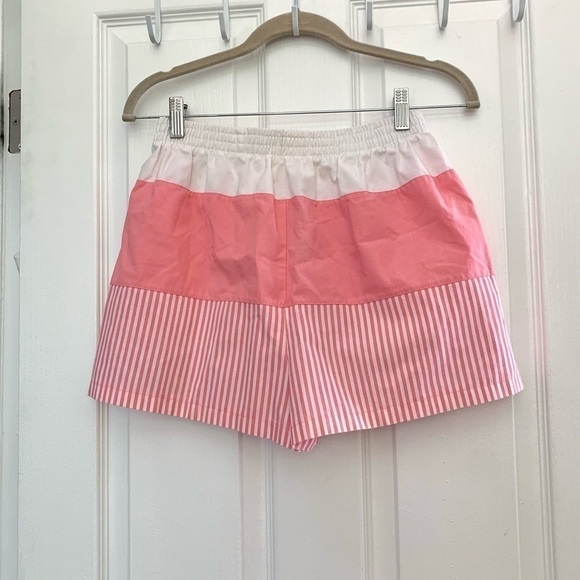 80s Vintage Justin Allen high rise shorts pastel color block stripe pull on M - Picture 7 of 7